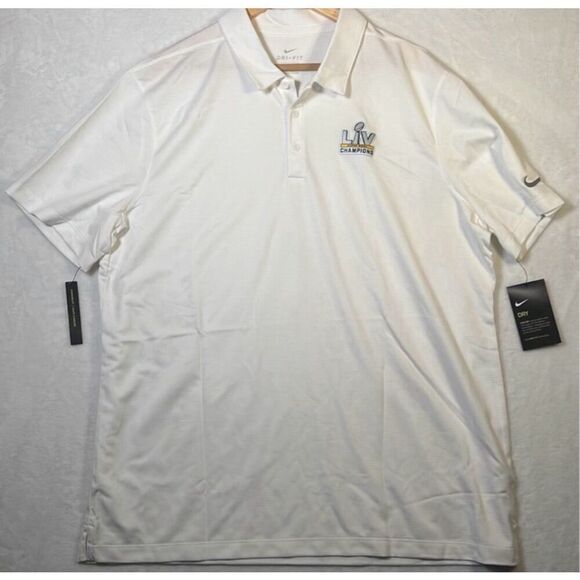 Nike Super Bowl Logo Dri-Fit golf casual Polo‎ White NWT Men XL - Picture 1 of 6